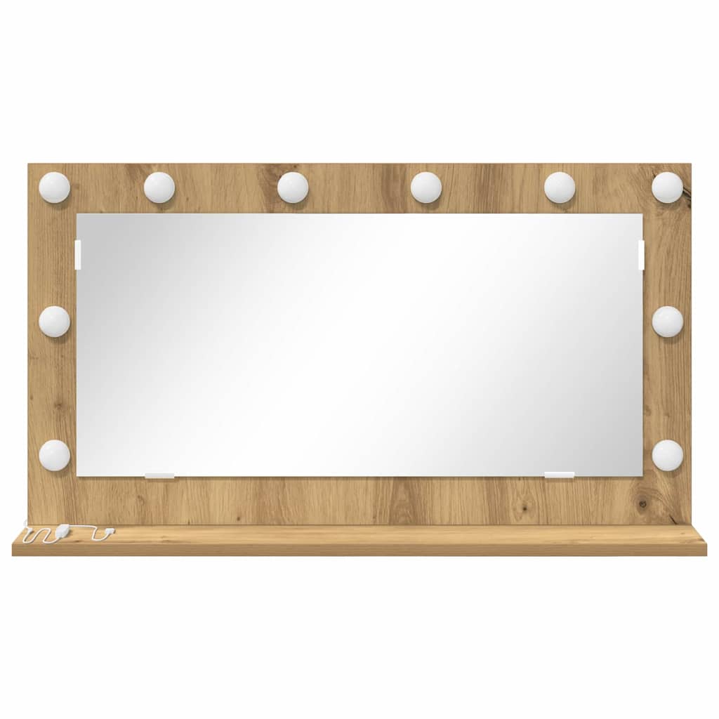 Vanity Mirror with LED Strip Lights Artisan Oak 80 x 45 x 18 cm